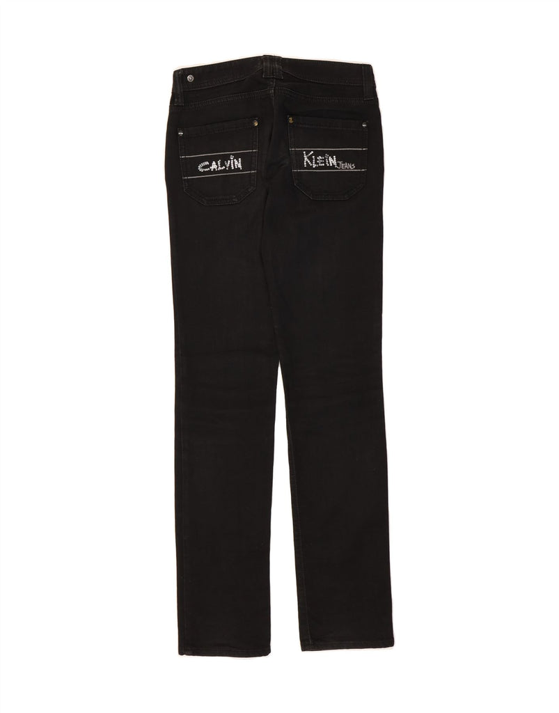 CALVIN KLEIN Womens Graphic Straight Jeans W26 L33 Black Cotton Vintage Calvin Klein and Second-Hand Calvin Klein from Messina Hembry 