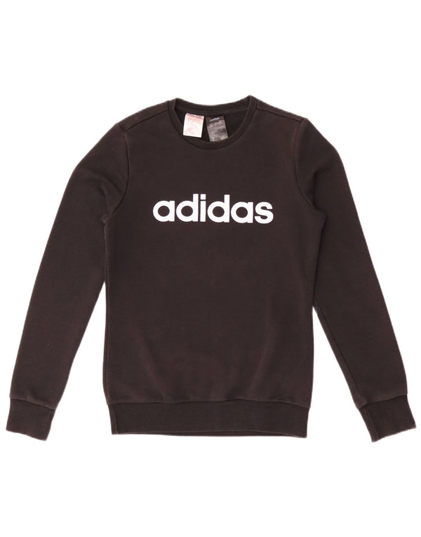 Adidas Girls Graphic Sweatshirt Jumper 13-14 Years Black Cotton