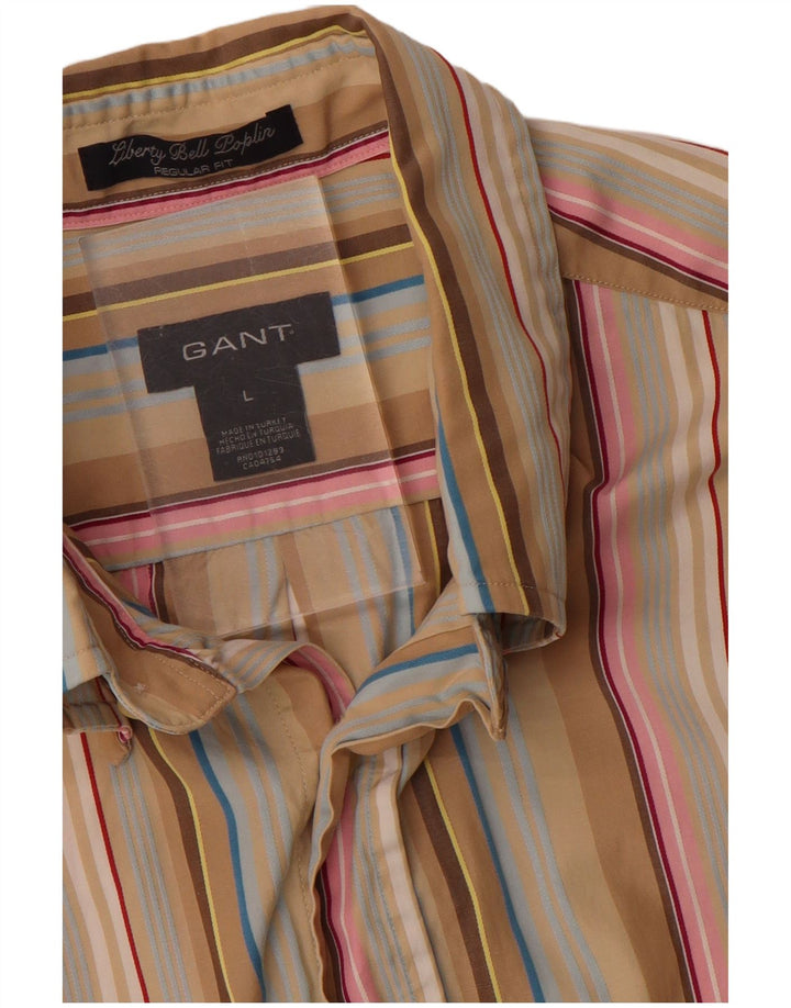 GANT Mens Regular Fit Shirt Large Beige Striped Cotton