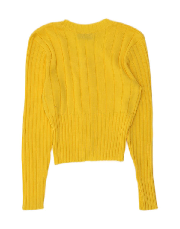 Sport Staff Womens Crop Cardigan Sweater UK 10 Small Yellow