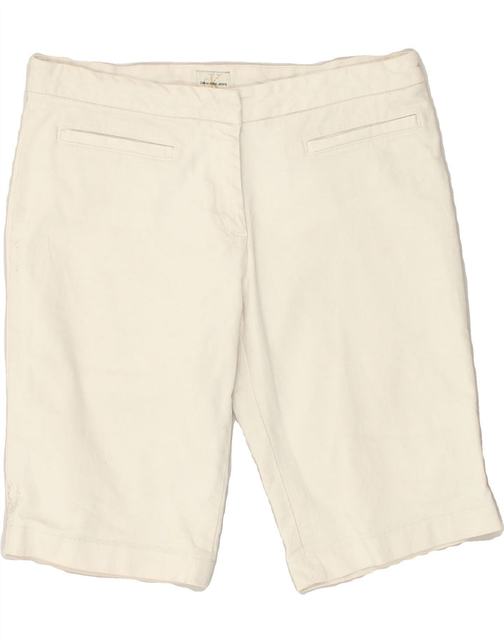 CALVIN KLEIN Womens Casual Shorts W30 Medium Off White | Vintage Calvin Klein | Thrift | Second-Hand Calvin Klein | Used Clothing | Messina Hembry 