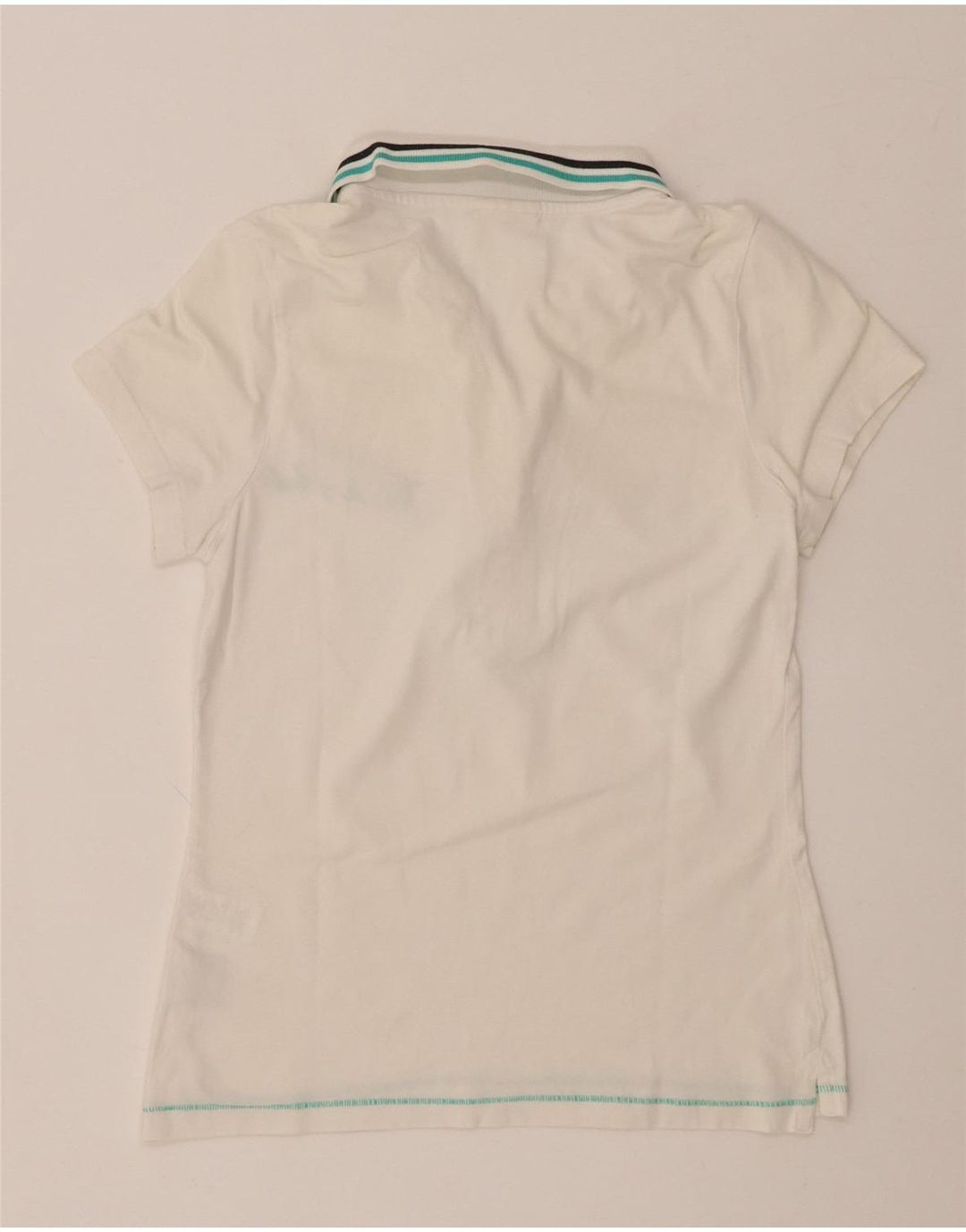 THINK PINK Womens Graphic Polo Shirt UK 8 Small White Cotton