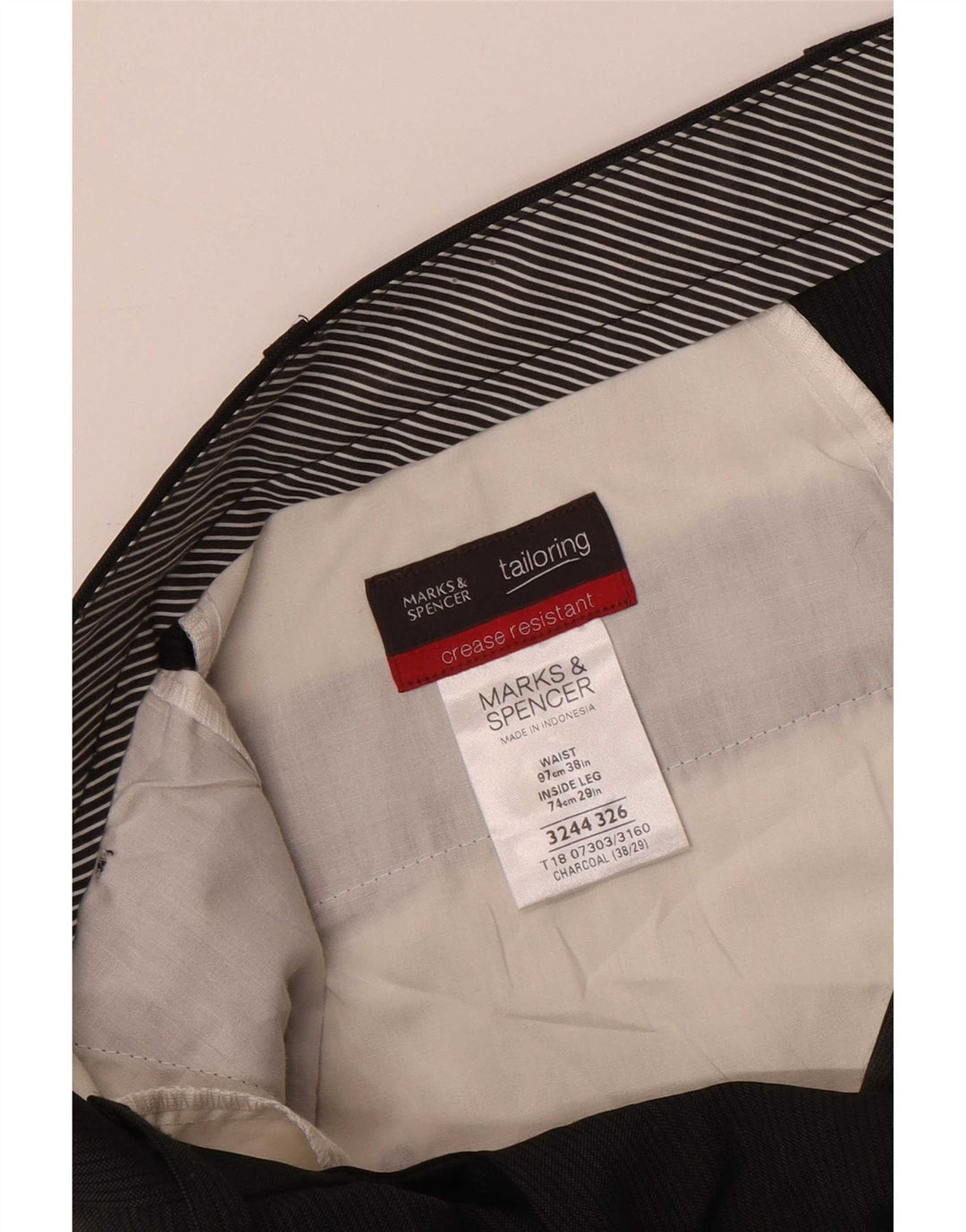 Marks & Spencer Mens Straight Suit Trousers W38 L29 Black Pinstripe