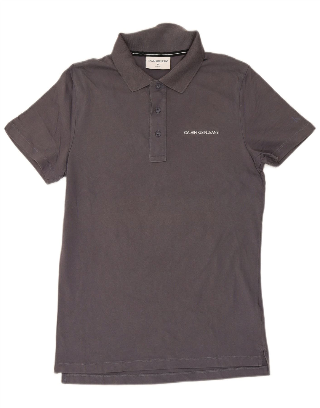CALVIN KLEIN JEANS Mens Slim Fit Polo Shirt Medium Grey Cotton