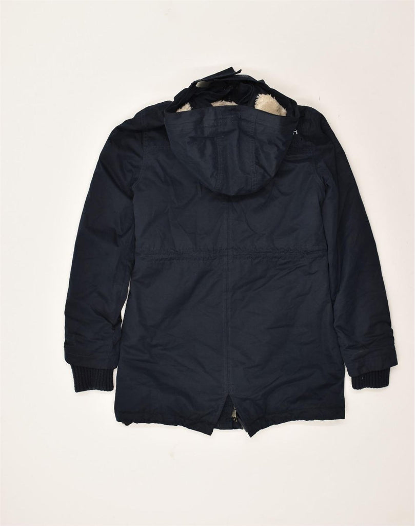 SUPERDRY Womens Hooded Parka Jacket UK 10 Small Navy Blue Polyester | Vintage Superdry | Thrift | Second-Hand Superdry | Used Clothing | Messina Hembry 