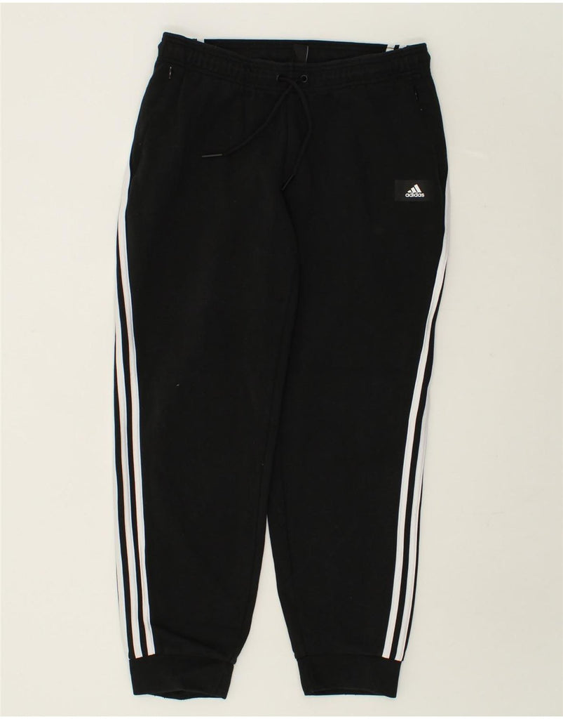 ADIDAS Womens Tracksuit Trousers Joggers UK 12 Medium Black Cotton | Vintage Adidas | Thrift | Second-Hand Adidas | Used Clothing | Messina Hembry 