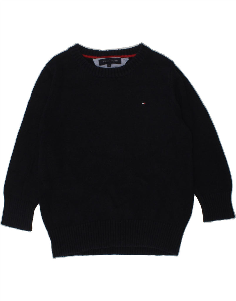 TOMMY HILFIGER Boys Crew Neck Jumper Sweater 2-3 Years Navy Blue Cotton | Vintage Tommy Hilfiger | Thrift | Second-Hand Tommy Hilfiger | Used Clothing | Messina Hembry 