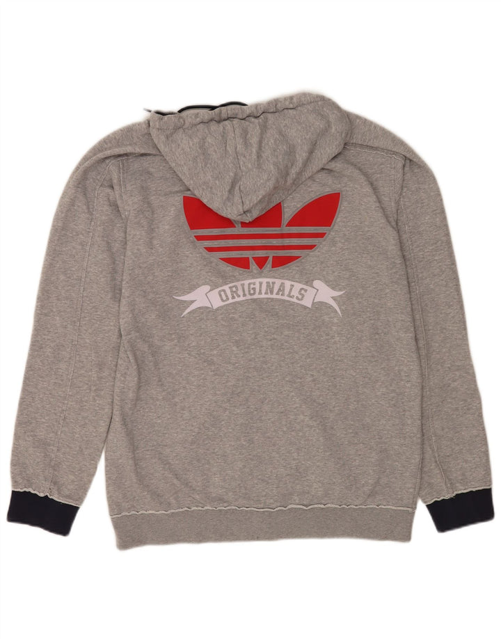 Adidas Mens Graphic Zip Hoodie Sweater Medium Grey Flecked Cotton