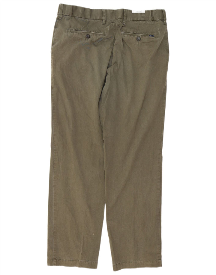 MARKS & SPENCER Mens Regular Fit Chino Trousers W34 L29 Khaki Cotton