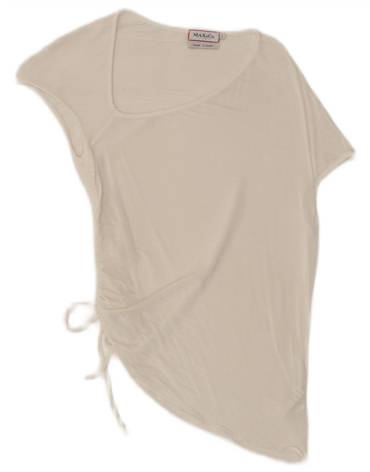 Max & Co. Womens Asymmetric Blouse Top UK 14 Large White Viscose