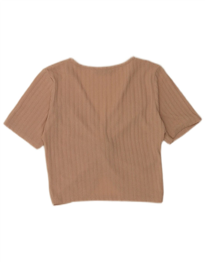 Zara Womens Crop Blouse Top UK 10 Small Beige