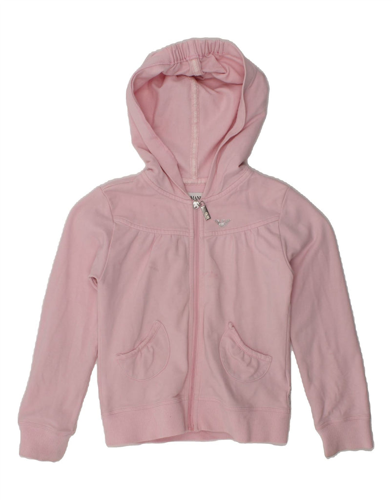 ARMANI JUNIOR Girls Zip Hoodie Sweater 4-5 Years  Pink Cotton | Vintage Armani Junior | Thrift | Second-Hand Armani Junior | Used Clothing | Messina Hembry 