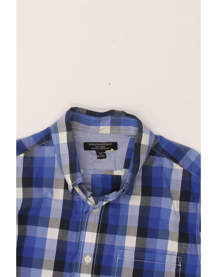BANANA REPUBLIC Mens Shirt Small Blue Check Cotton Vintage Banana Republic and Second-Hand Banana Republic from Messina Hembry 