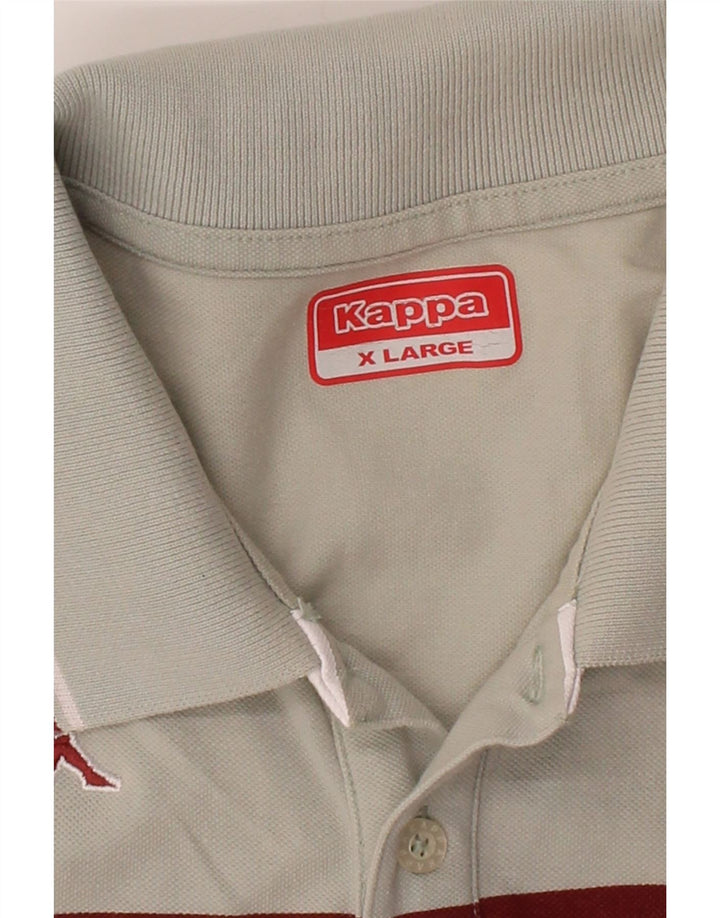 KAPPA Mens Polo Shirt XL Grey Striped Cotton Vintage Kappa and Second-Hand Kappa from Messina Hembry 