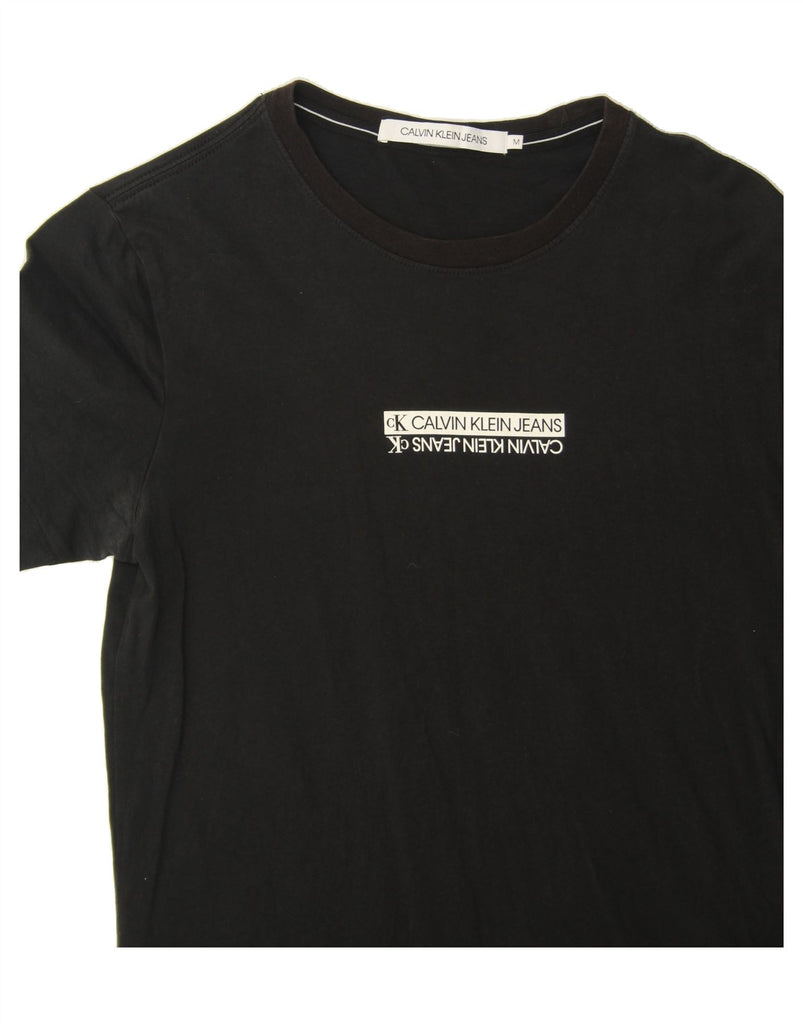 CALVIN KLEIN JEANS Womens Graphic T-Shirt Top UK 12 Medium Black Cotton Vintage Calvin Klein Jeans and Second-Hand Calvin Klein Jeans from Messina Hembry 