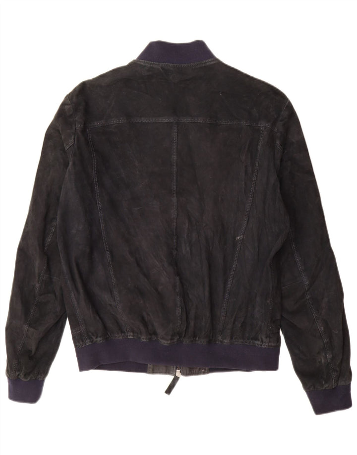 Jeckerson Womens Suede Bomber Jacket UK 18 XL Navy Blue