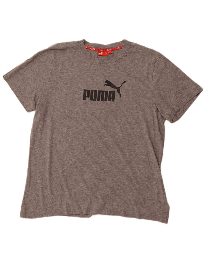 PUMA Mens Graphic T-Shirt Top Large Grey Cotton