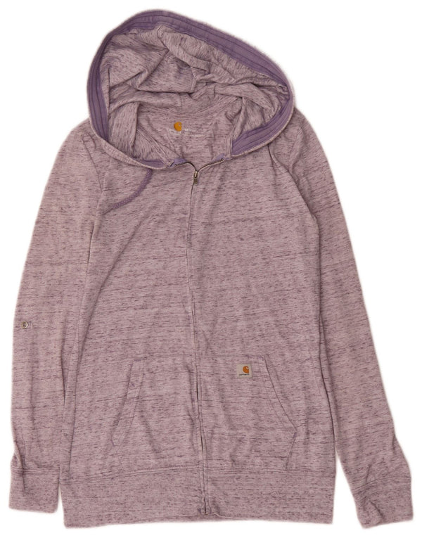 Carhartt Womens Zip Hoodie Sweater US 8/10 Medium Purple Flecked Cotton