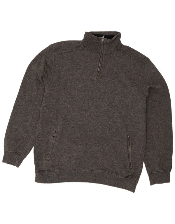 Champion Mens Zip Neck Sweatshirt Jumper 3XL Grey Cotton