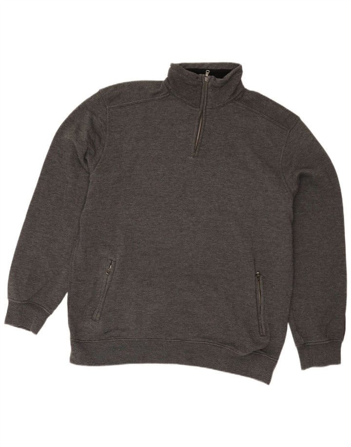 Champion Mens Zip Neck Sweatshirt Jumper 3XL Grey Cotton