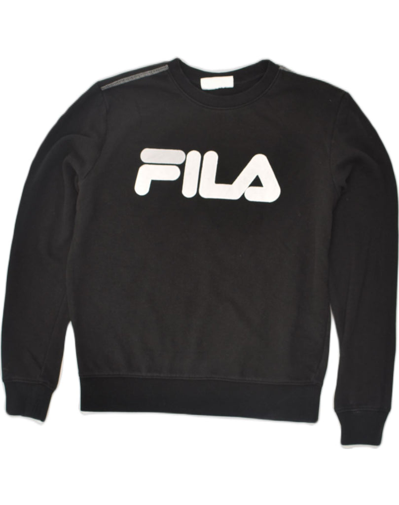 FILA Mens Graphic Sweatshirt Jumper Small Black Cotton | Vintage Fila | Thrift | Second-Hand Fila | Used Clothing | Messina Hembry 