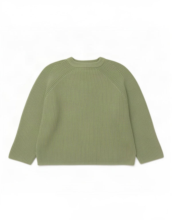 Marks & Spencer Womens Crew Neck Jumper Sweater UK 14 Medium Green Cotton