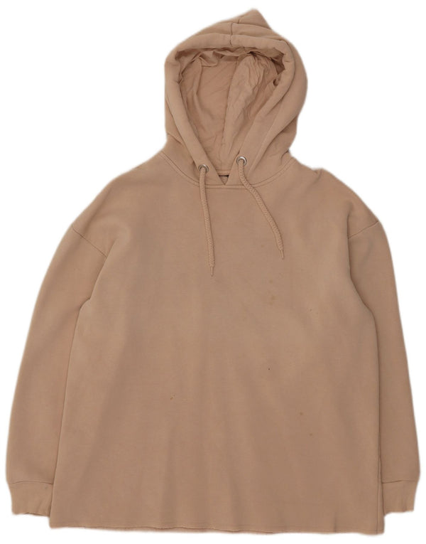 Topshop Womens Oversized Hoodie Jumper UK 8 Small Beige Cotton