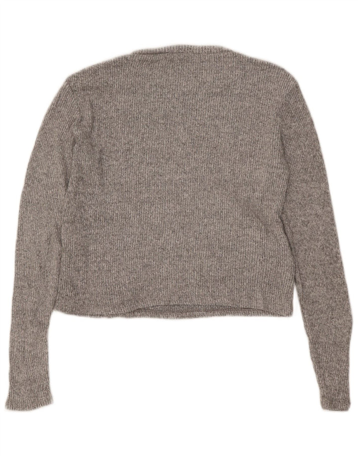 Zara Womens Top Long Sleeve UK 16 Large Grey Viscose