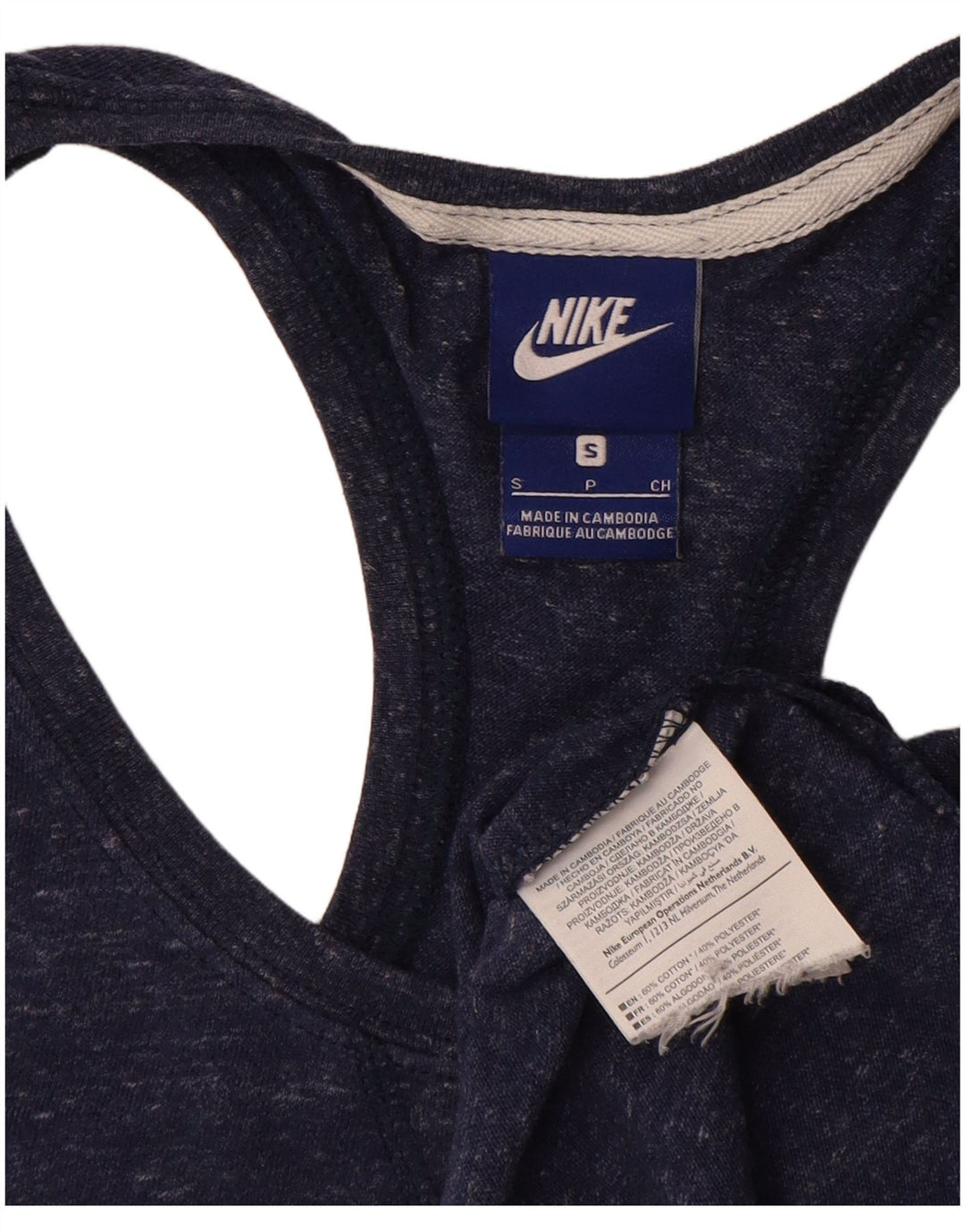 Nike Womens Vest Top UK 10 Small Navy Blue Flecked Cotton