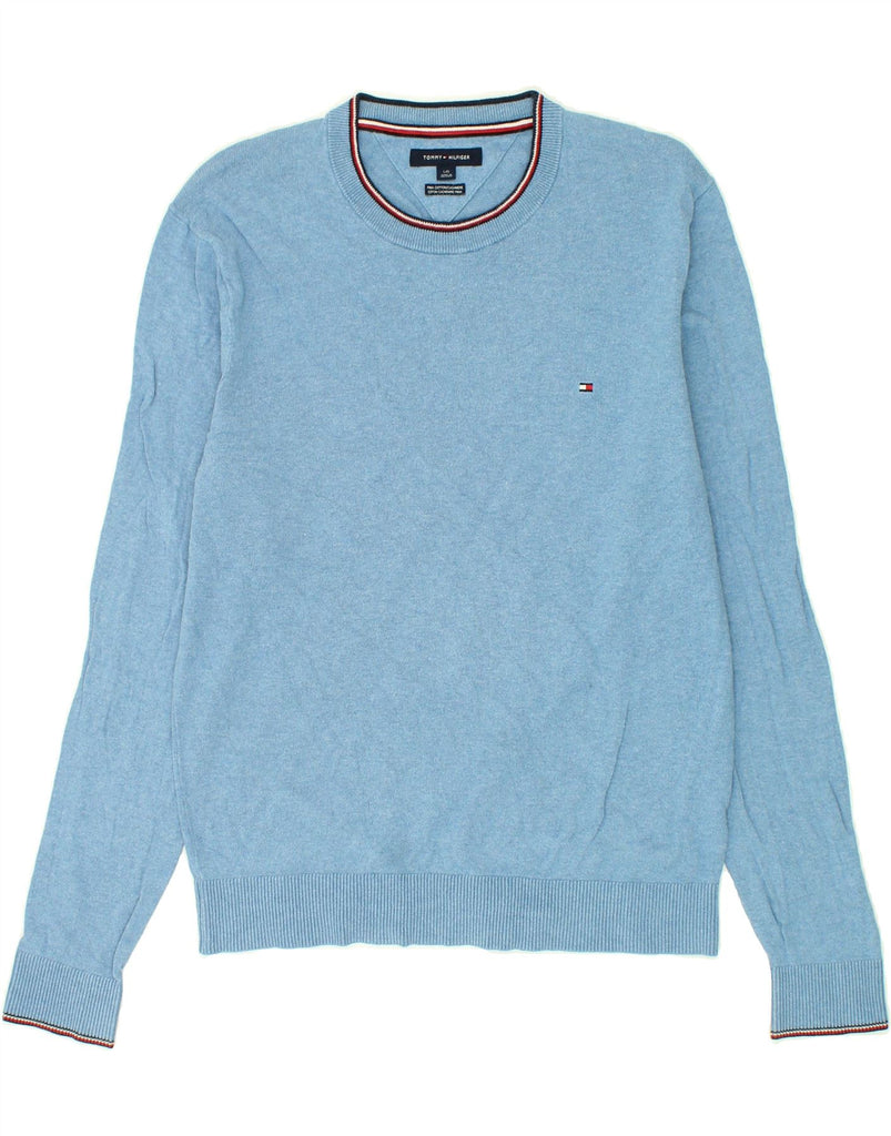 TOMMY HILFIGER Mens Crew Neck Jumper Sweater Large Blue Cotton Vintage Tommy Hilfiger and Second-Hand Tommy Hilfiger from Messina Hembry 