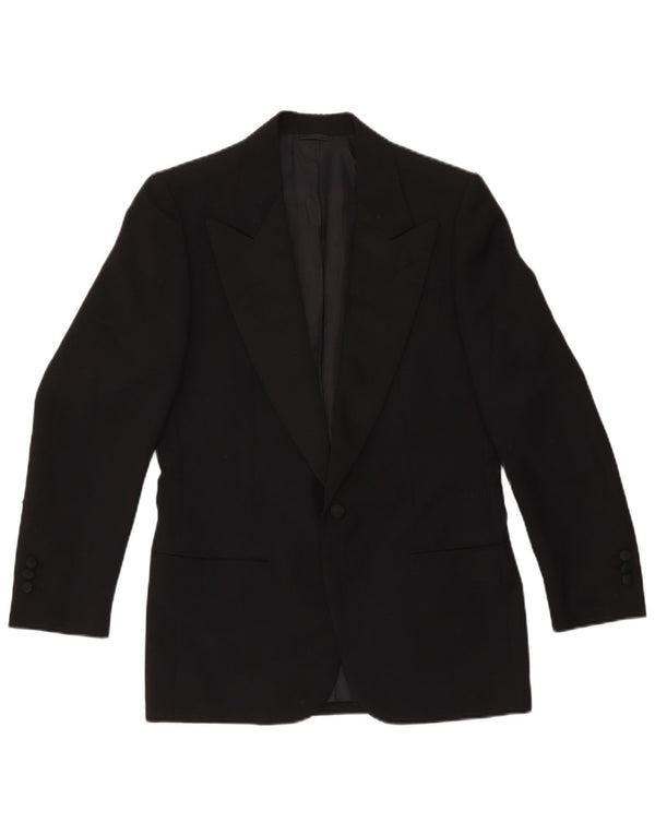 VINTAGE Mens 1 Button 2 Piece Set IT 46 Small W29 L29 Black Wool