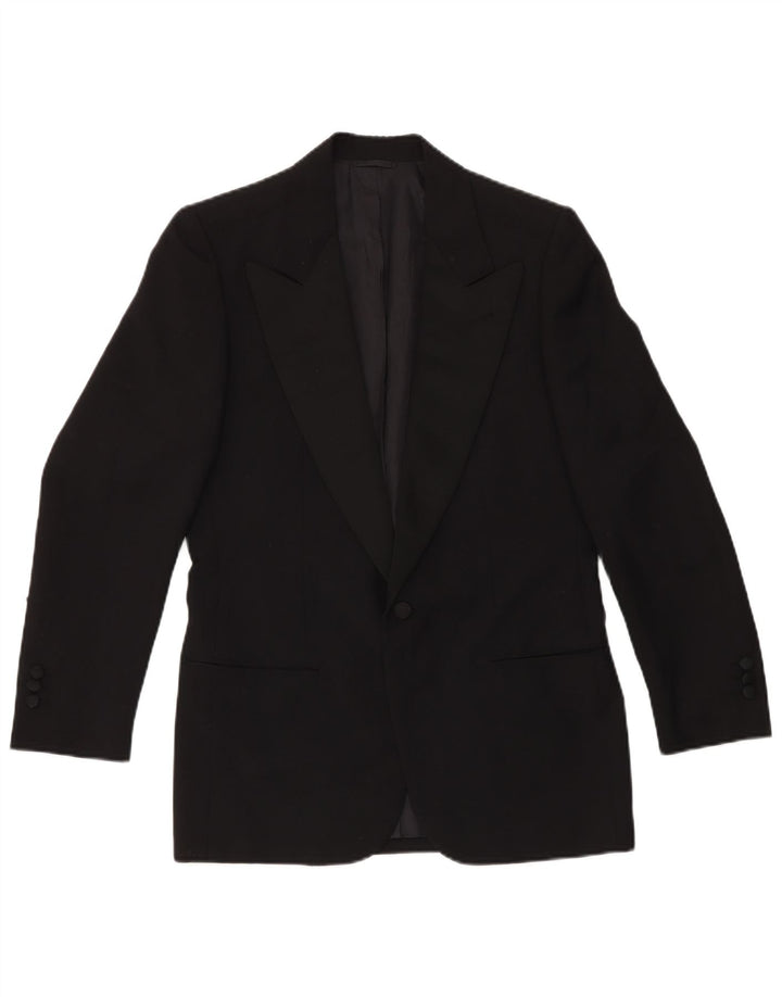 VINTAGE Mens 1 Button 2 Piece Set IT 46 Small W29 L29 Black Wool