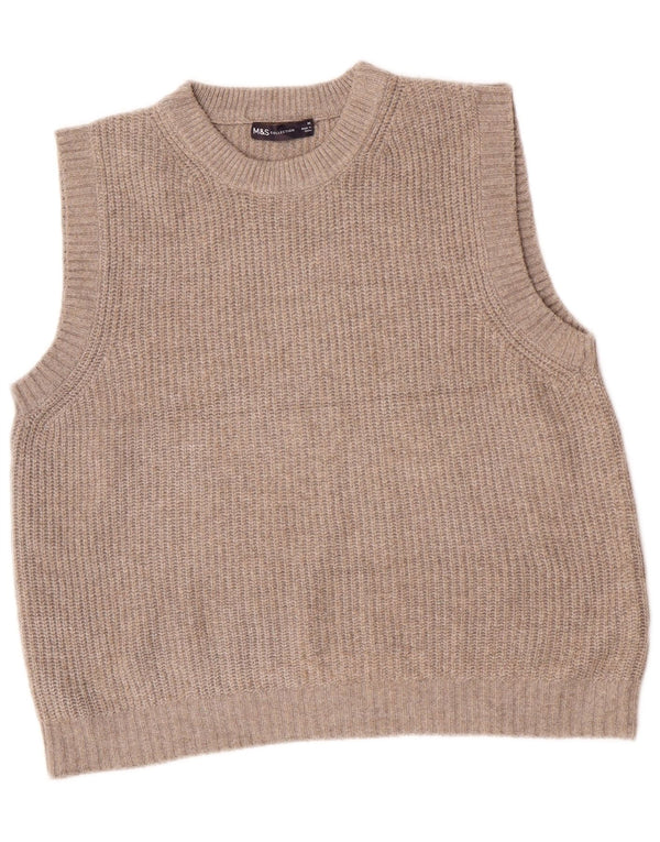 Marks & Spencer Womens Vest Tank Top UK 14 Medium Beige Polyester