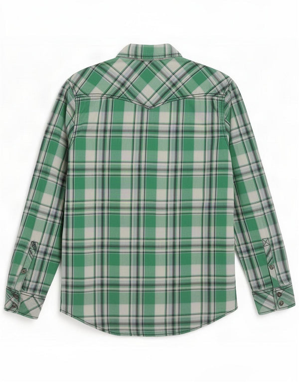BKE Mens Slim Fit Shirt Large Green Plaid Cotton