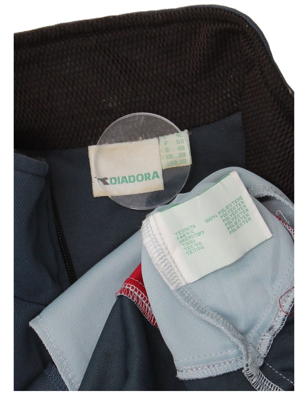 DIADORA Mens Tracksuit Top Jacket UK 38 Medium Navy Blue Colourblock