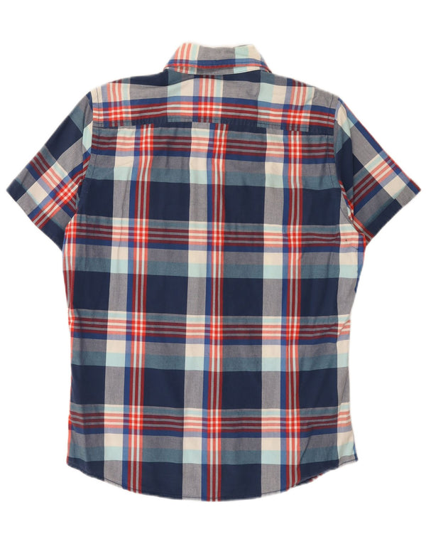 Hollister Mens Short Sleeve Shirt Medium Navy Blue Check Cotton