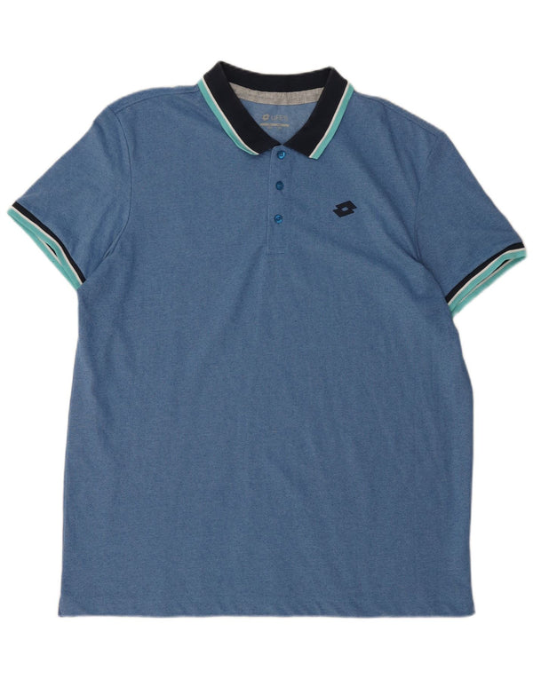 LOTTO Mens Polo Shirt 2XL Blue Colourblock