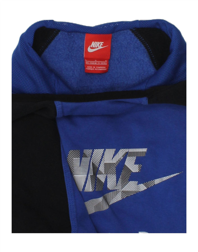 NIKE Boys Graphic Hoodie Jumper 12-13 Years Large  Blue Colourblock Cotton | Vintage Nike | Thrift | Second-Hand Nike | Used Clothing | Messina Hembry 