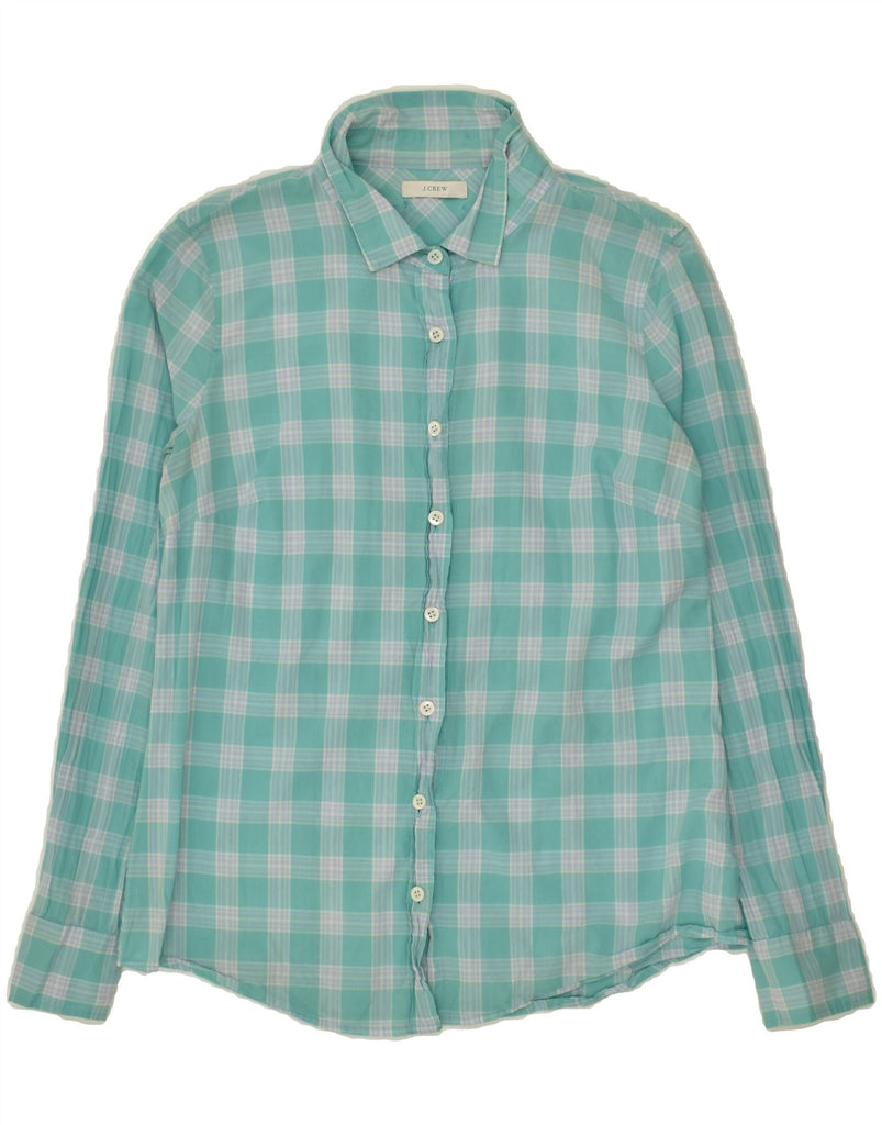 J. CREW Womens Shirt UK 12 Medium Turquoise Check Cotton | Vintage J. Crew | Thrift | Second-Hand J. Crew | Used Clothing | Messina Hembry 