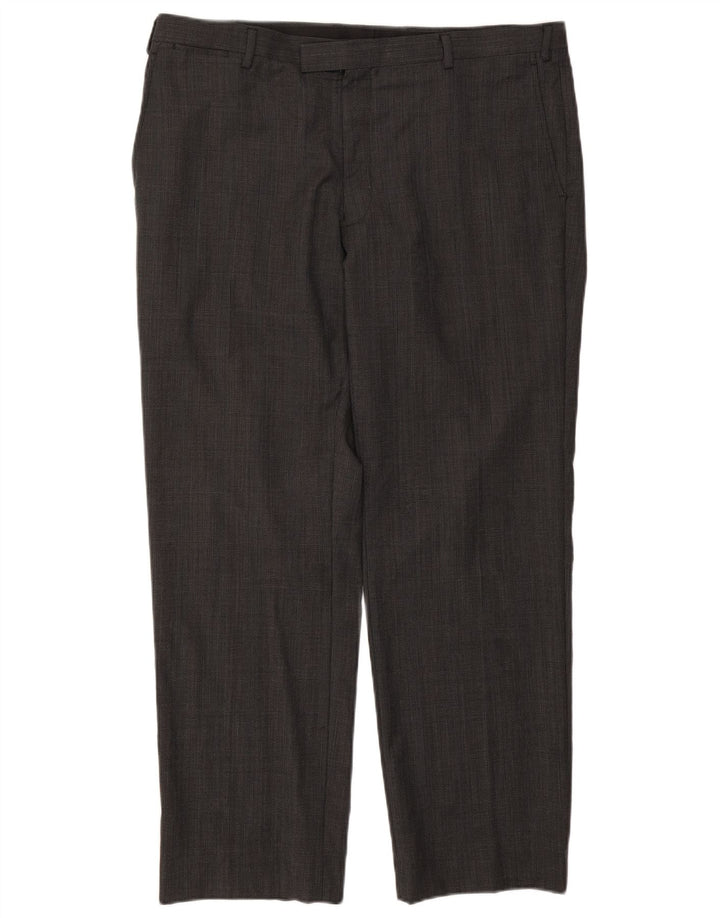 Marks & Spencer Mens Autograph Straight Suit Trousers W40 L31 Grey Check