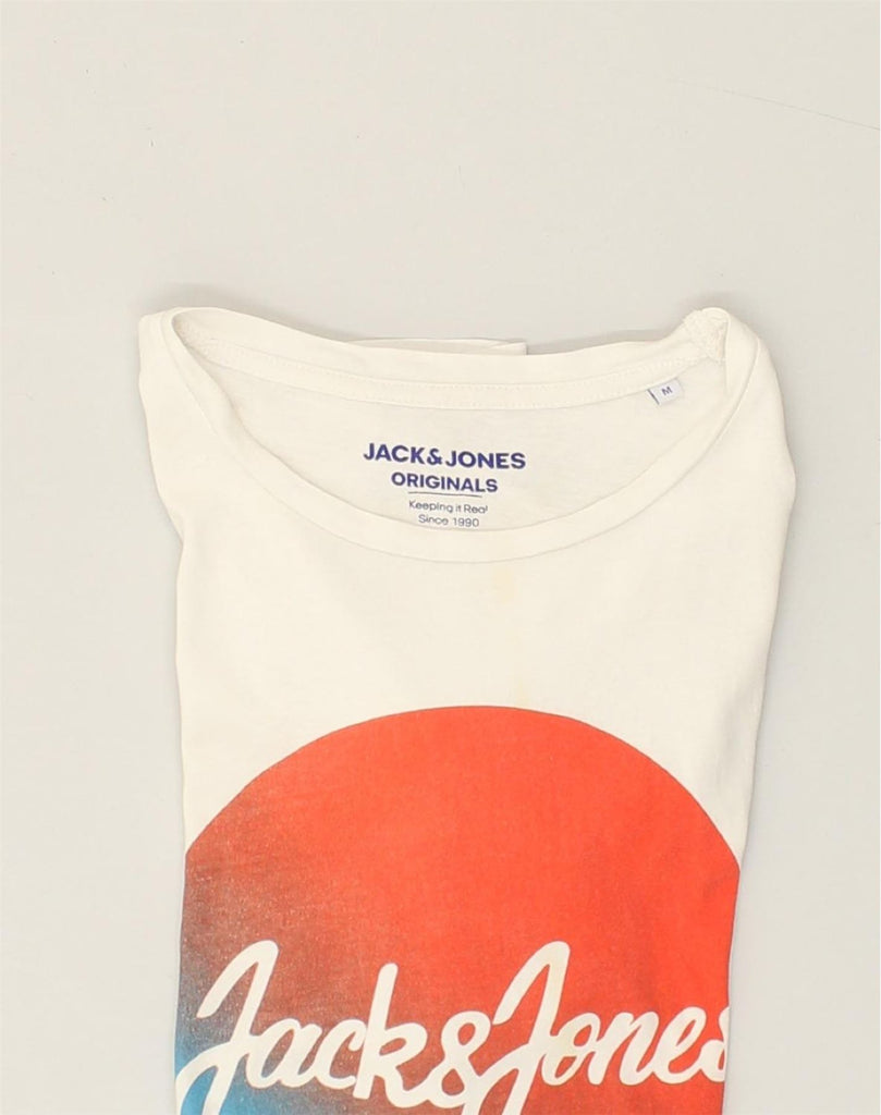 JACK & JONES Mens Originals Graphic T-Shirt Top Medium White Cotton | Vintage Jack & Jones | Thrift | Second-Hand Jack & Jones | Used Clothing | Messina Hembry 