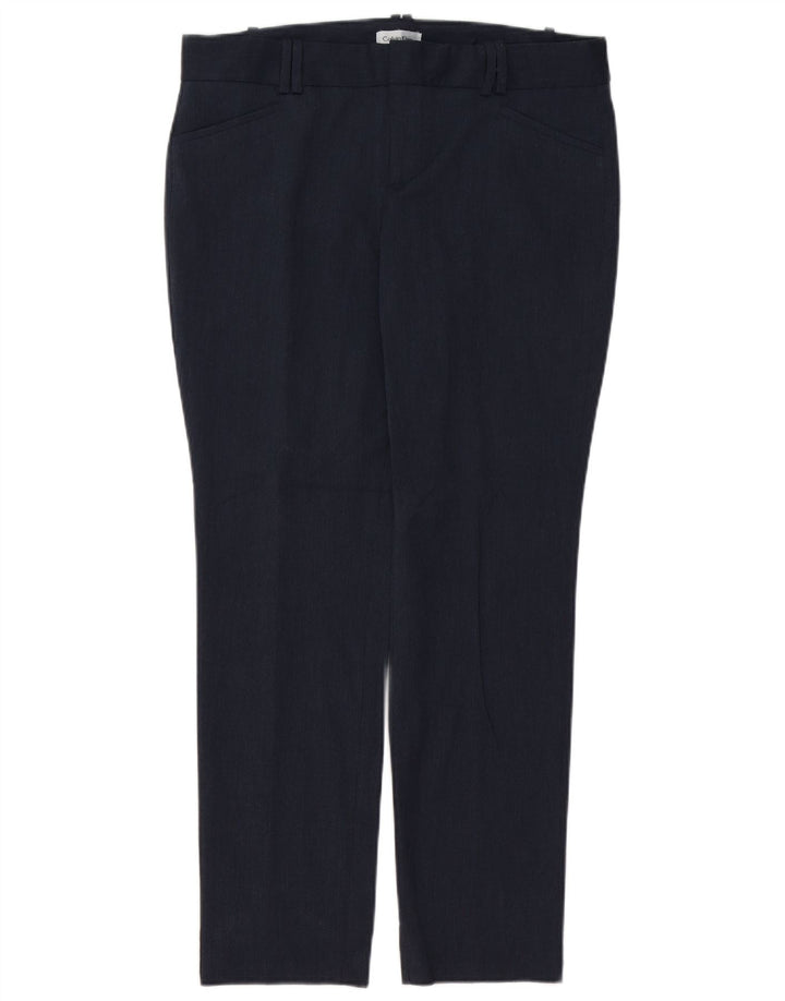 CALVIN KLEIN Womens Slim Casual Trousers US 10 Large W36 L29 Navy Blue