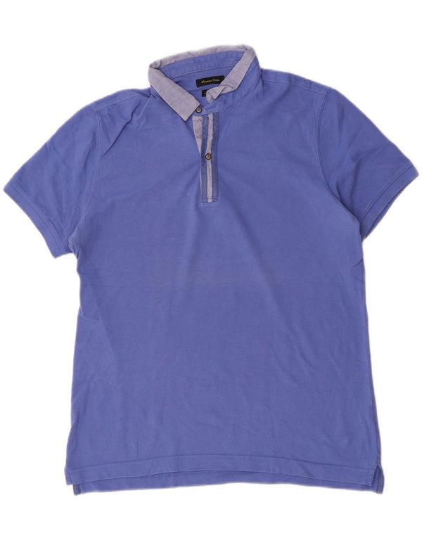 Massimo Dutti Mens Casual Fit Polo Shirt XL Blue Cotton