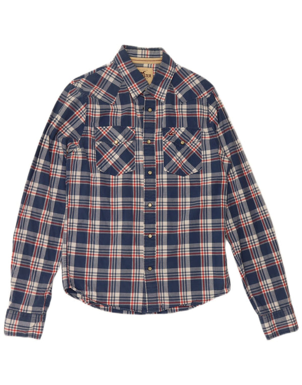 Hollister Mens Shirt Large Navy Blue Check Cotton