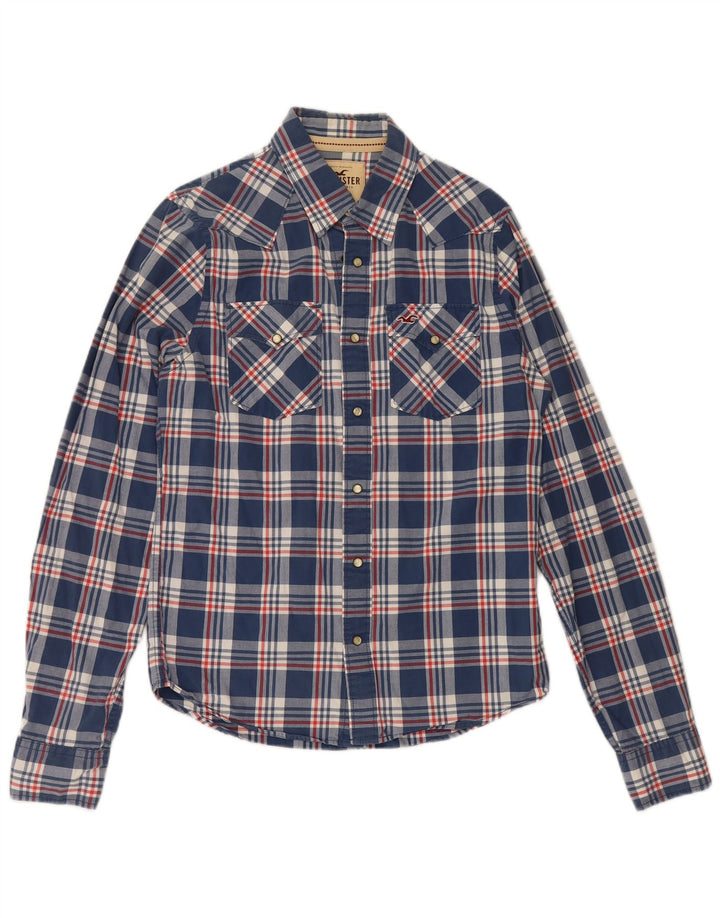 Hollister Mens Shirt Large Navy Blue Check Cotton
