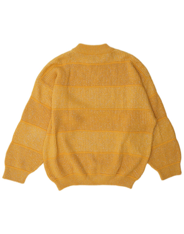 C & A Womens Turtle Neck Jumper Sweater EU 44 XL Yellow Striped Acrylic