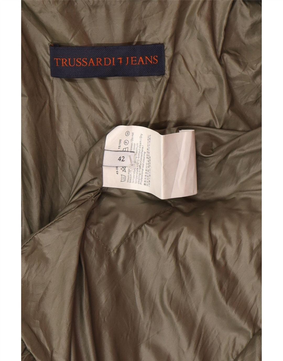 Trussardi Womens Biker Jacket IT 42 Medium Green Polyester