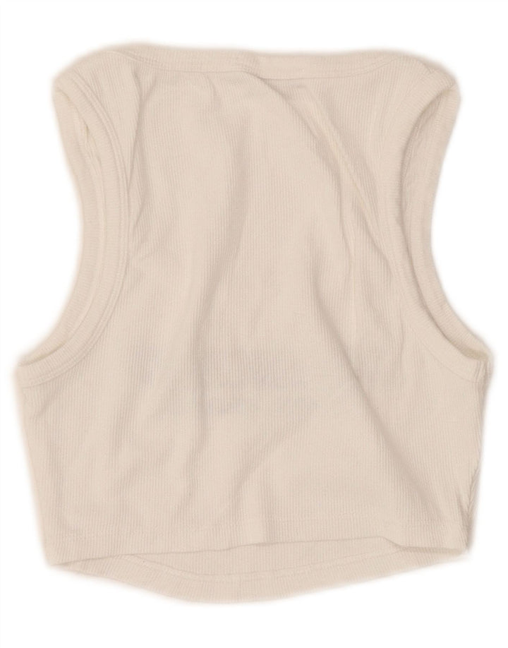 Zara Womens Crop Graphic Vest Top UK 8 Small White