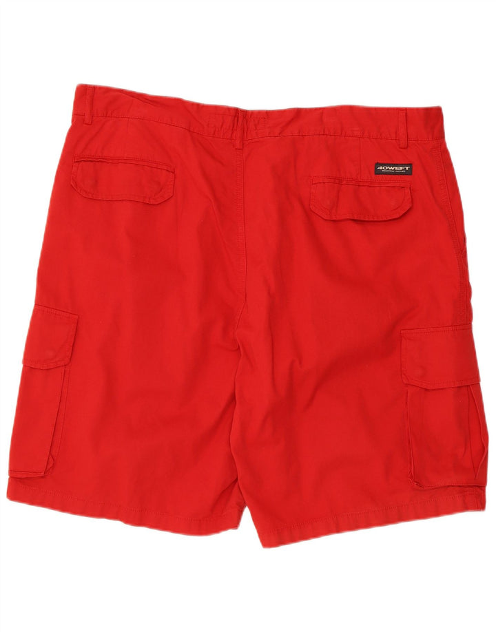 40Weft Mens Cargo Shorts W40 XL Red Cotton
