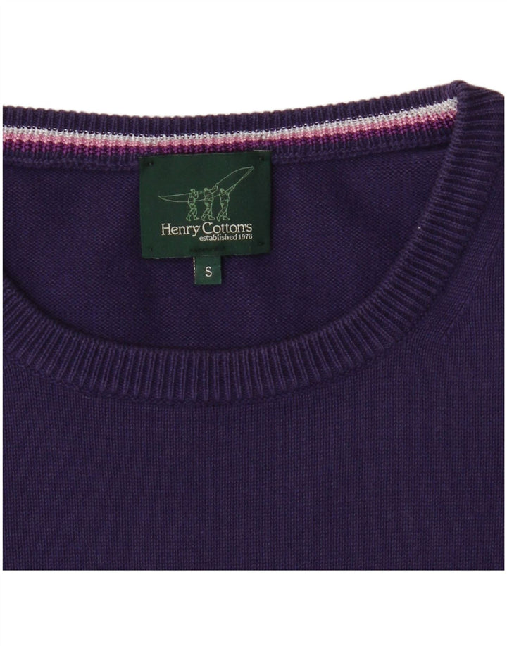 Henry Cottons Mens Crew Neck Jumper Sweater Small Purple